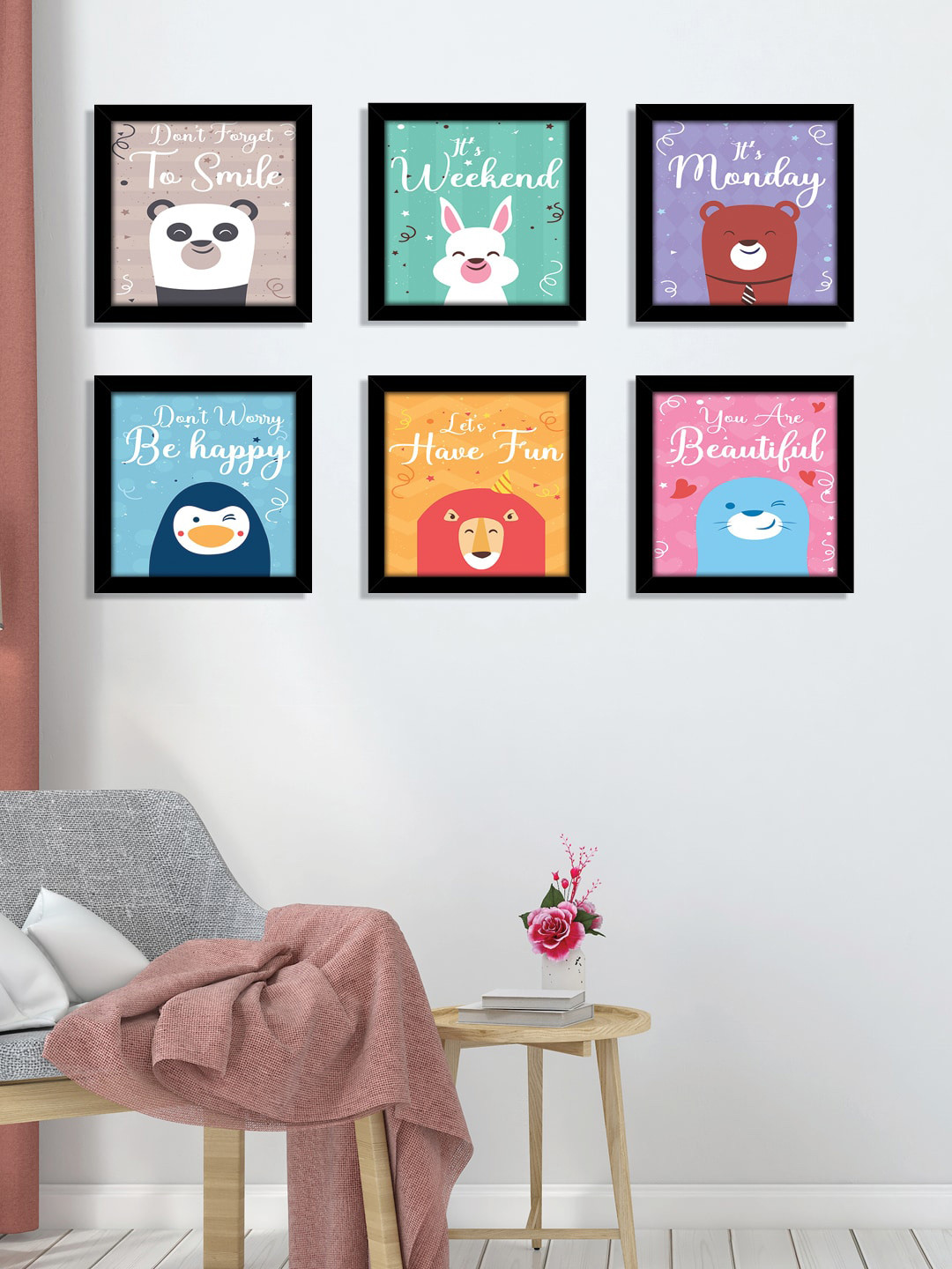 nest ART Synthetic Wood 6 Piece Wall Square Paintings Wall Art - 7 x 7 In