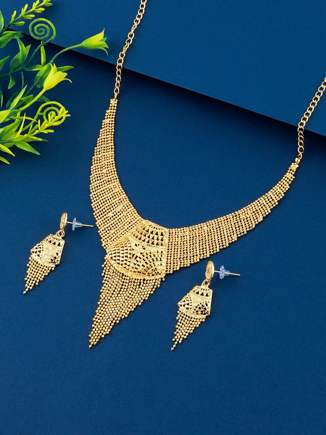 Silver Shine Gold-Plated Traditional Jewellery Set