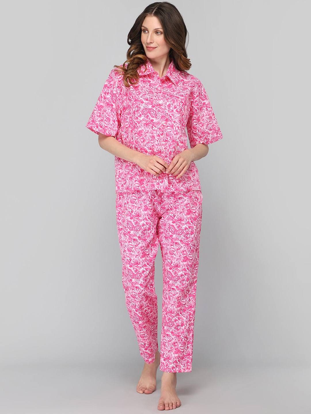 DRAPE IN VOGUE Women Pink Printed Night suit