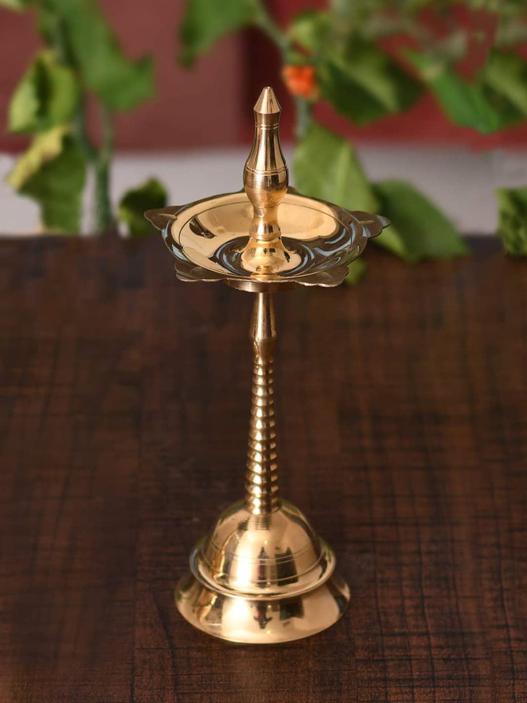 Craftvatika Gold-Toned Fancy Kerala Diya Oil Lamp Stand  For Puja Diwali