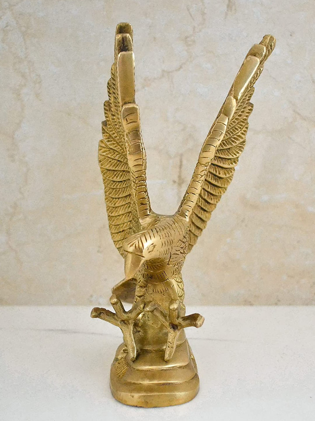 CraftVatika Eagle Gold Brass Metallic Living Room Small Showpiece - 3.8 Inches