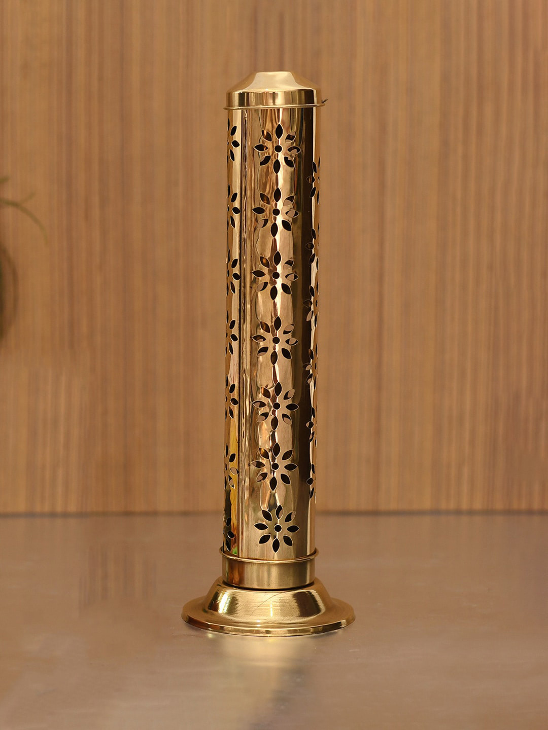 Craftvatika Gold-Toned Incense Holder Agarbatti Stand with Ash Catcher