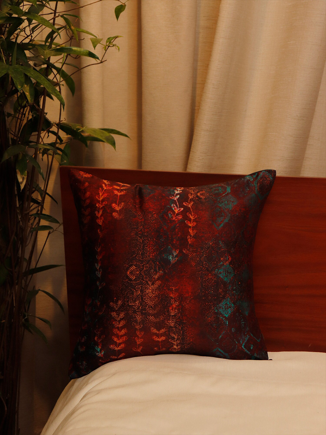 ZEBA Red & Black Abstract Square Cushion Covers