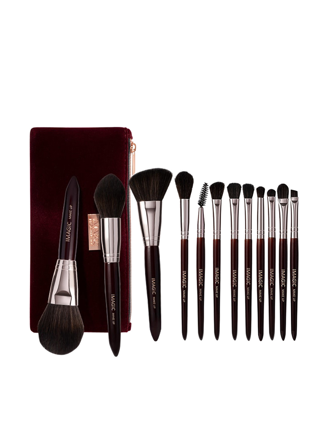 IMAGIC PROfessional Cosmetics 12 Pcs Makeup Brush Set with Black Zipper Bag - TL-445