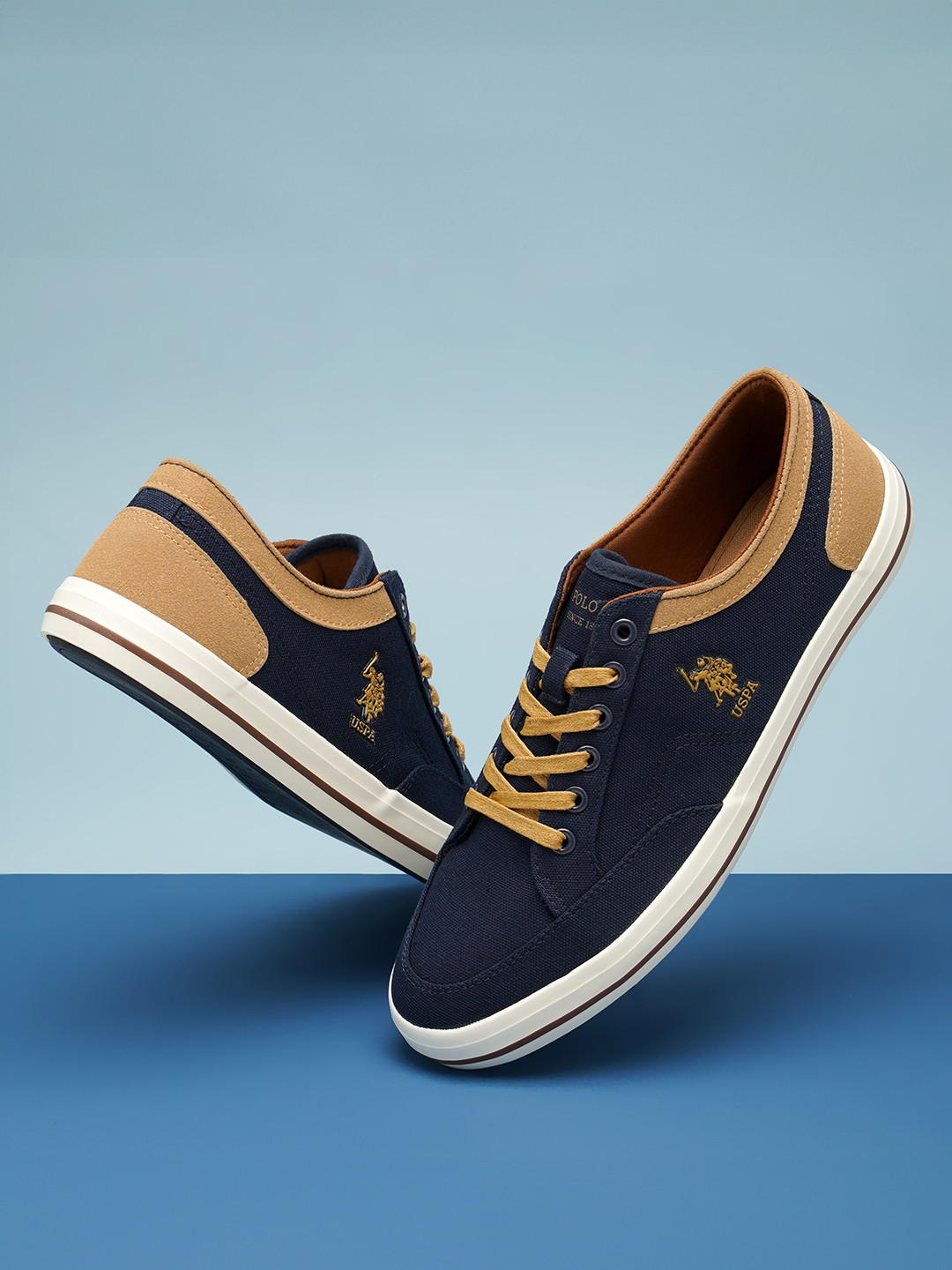 U S Polo Assn Men Navy Blue PU Sneakers