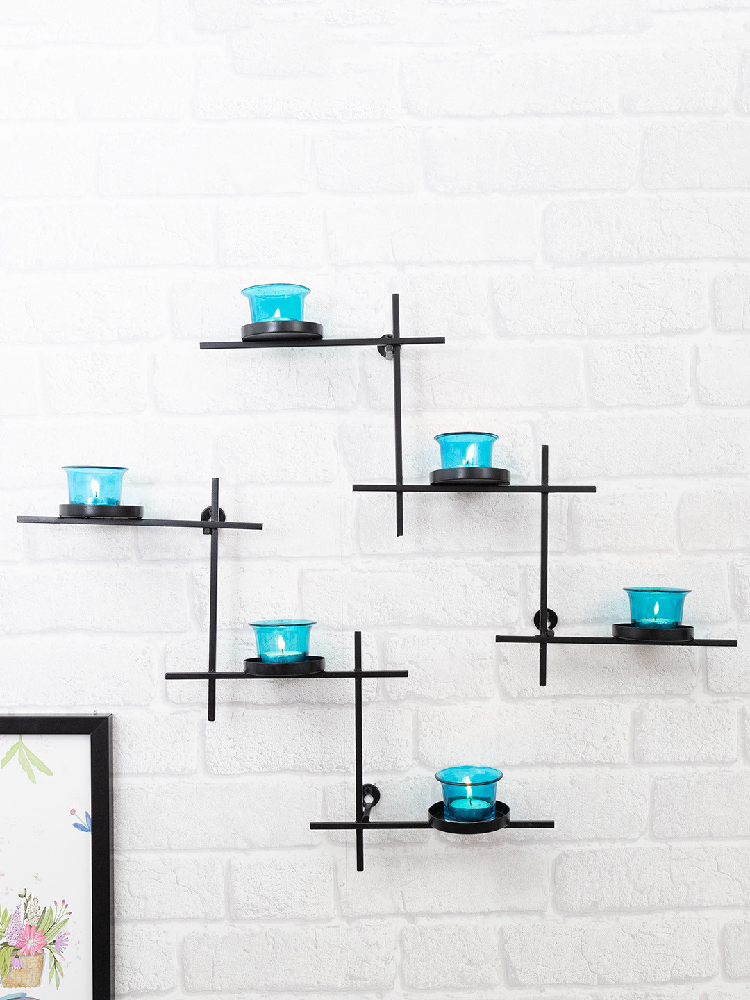 Homesake Black Tree with Bird Nest Metal Tealight Wall Candle Holder
