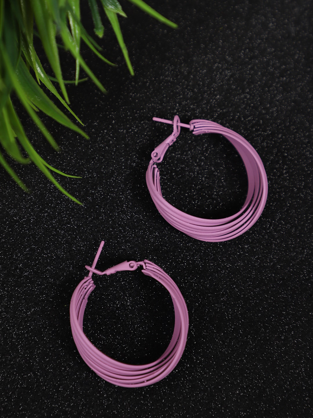 YouBella Purple Circular Hoop Earrings