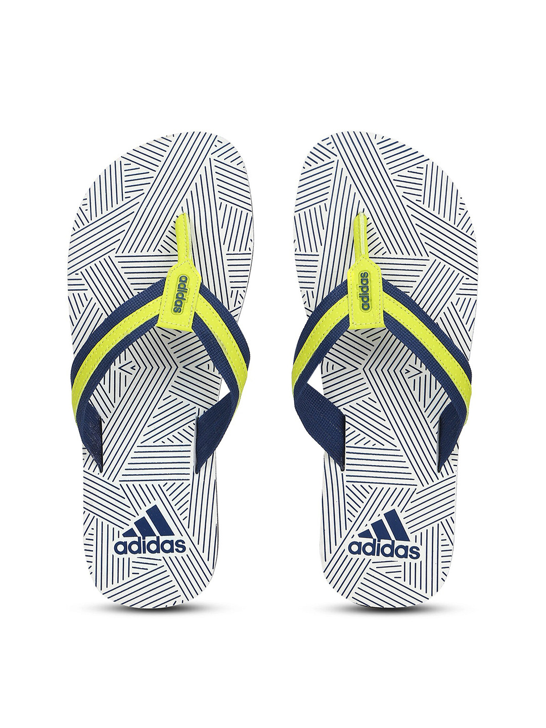ADIDAS Men Blue & White Striped Flip Flops