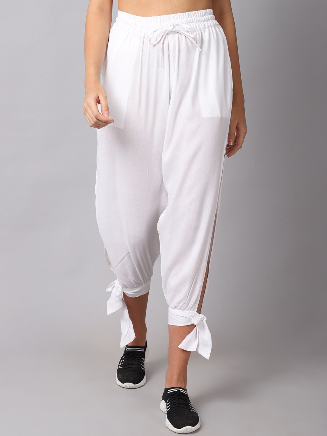 TAG 7 Women White Smart Joggers Trousers