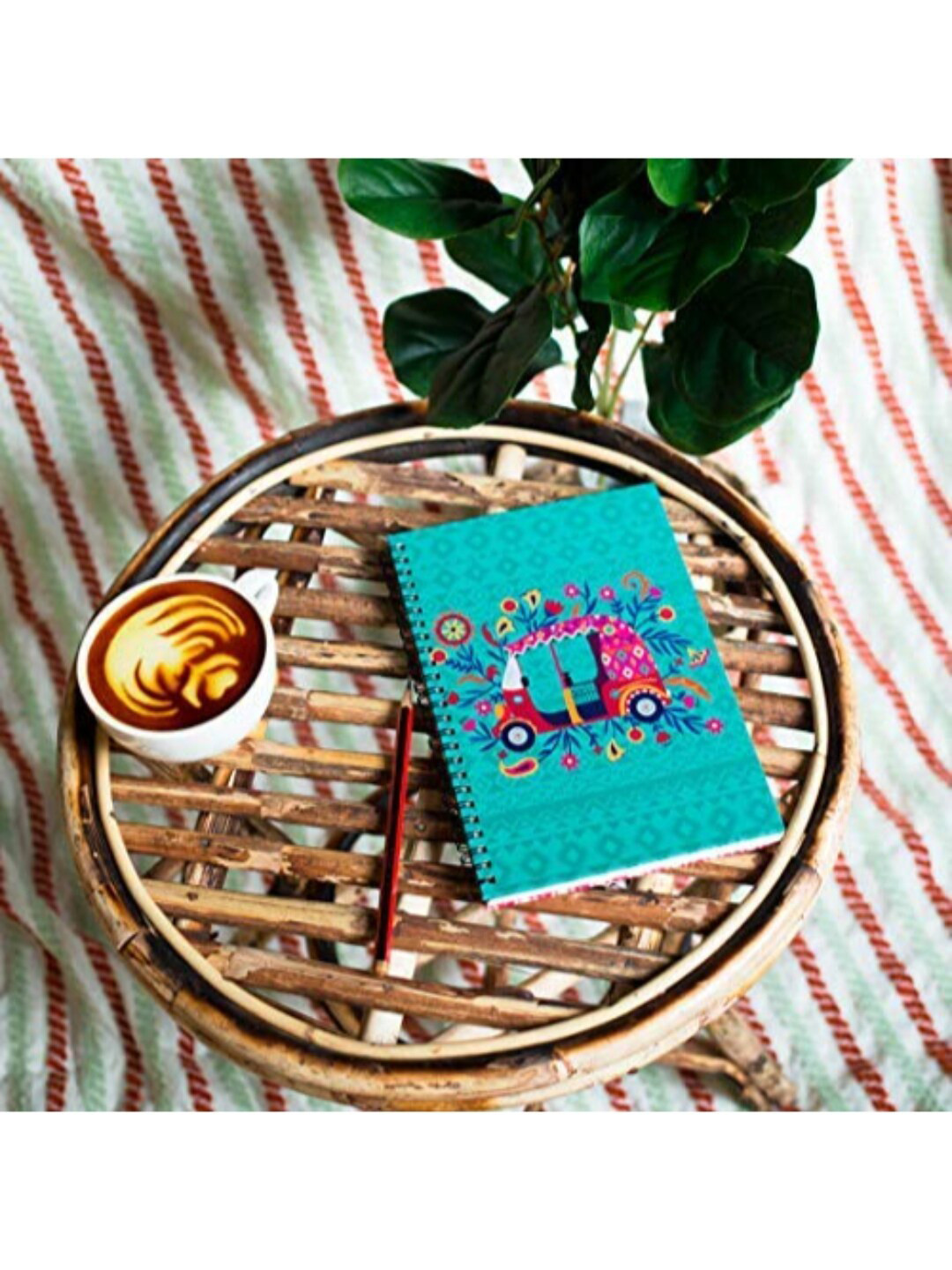 Chumbak Adults Teal & Pink Auto Ride Printed Spiral Note book