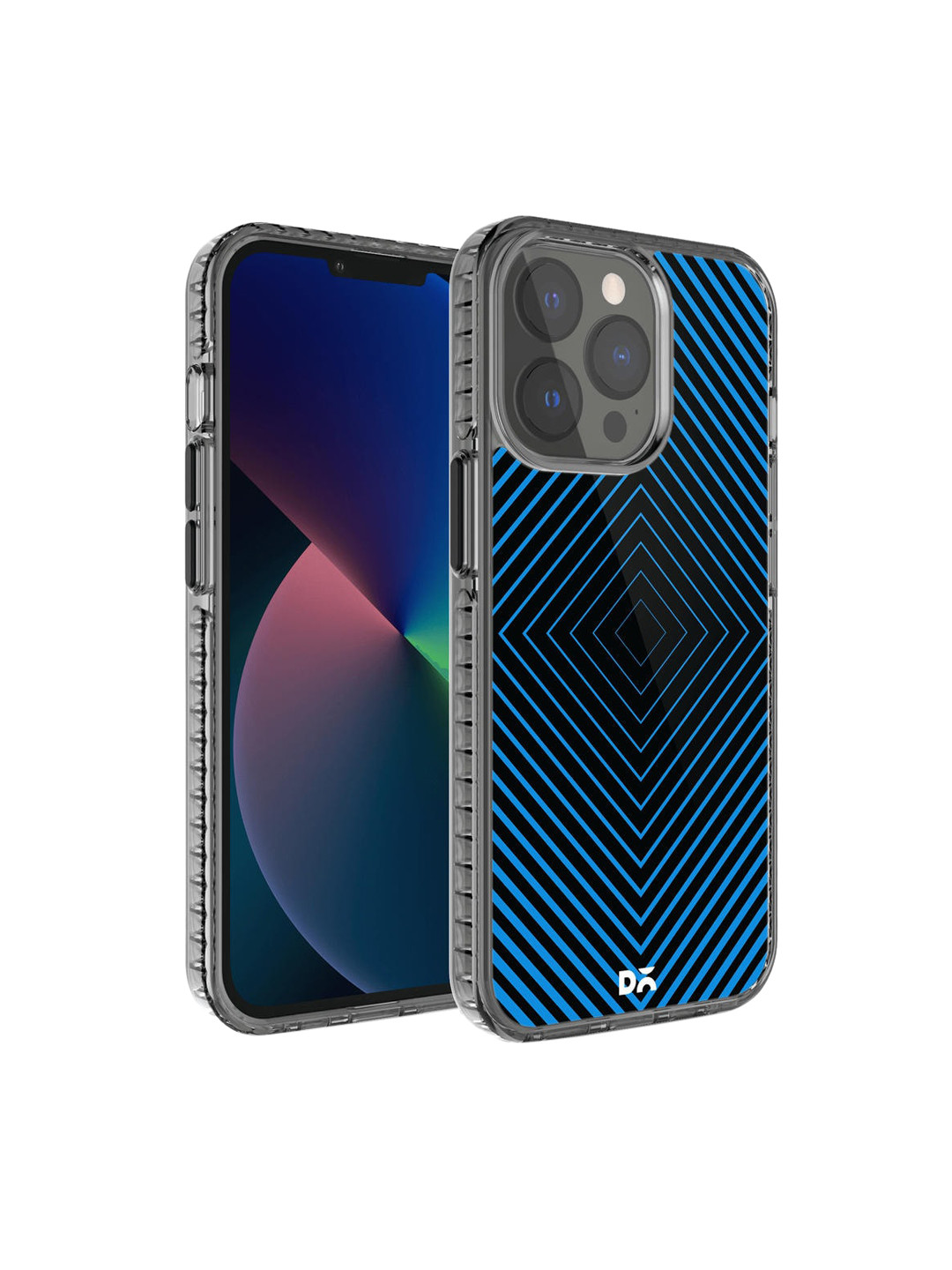 DailyObjects Adults Blue & Black Rhombus Aqua Printed Stride 2.0 iPhone 13 Pro Phone Case