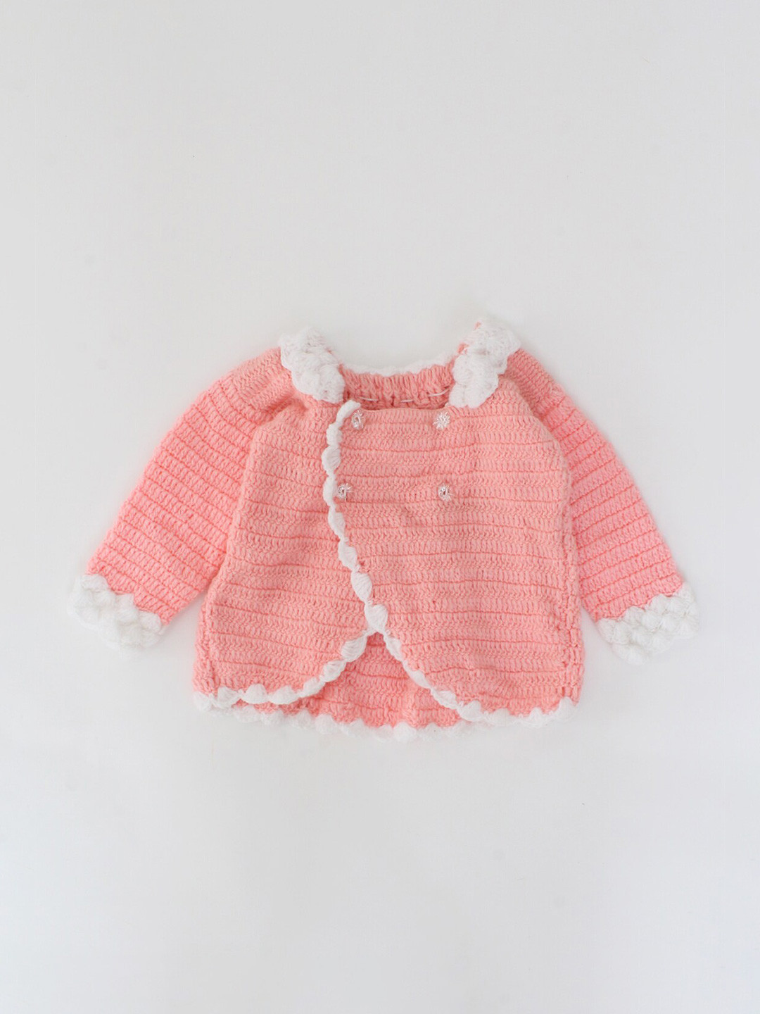 Woonie Unisex Kids Pink & White Cardigan
