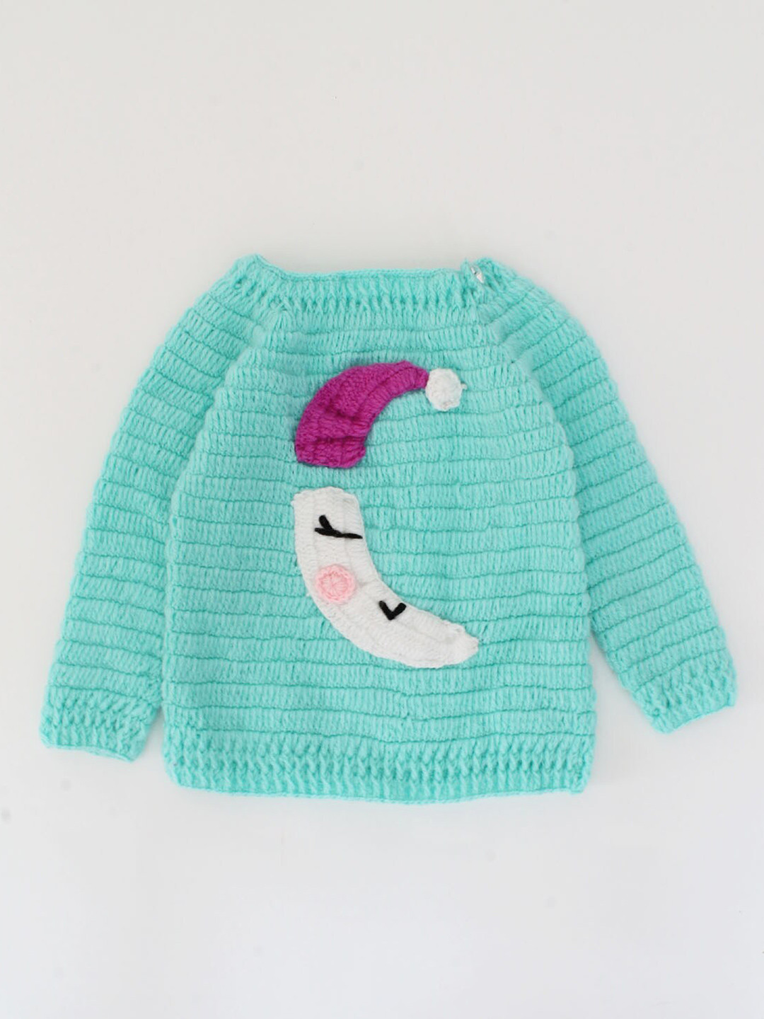 Woonie Unisex Kids Green & White Humour and Comic Pullover