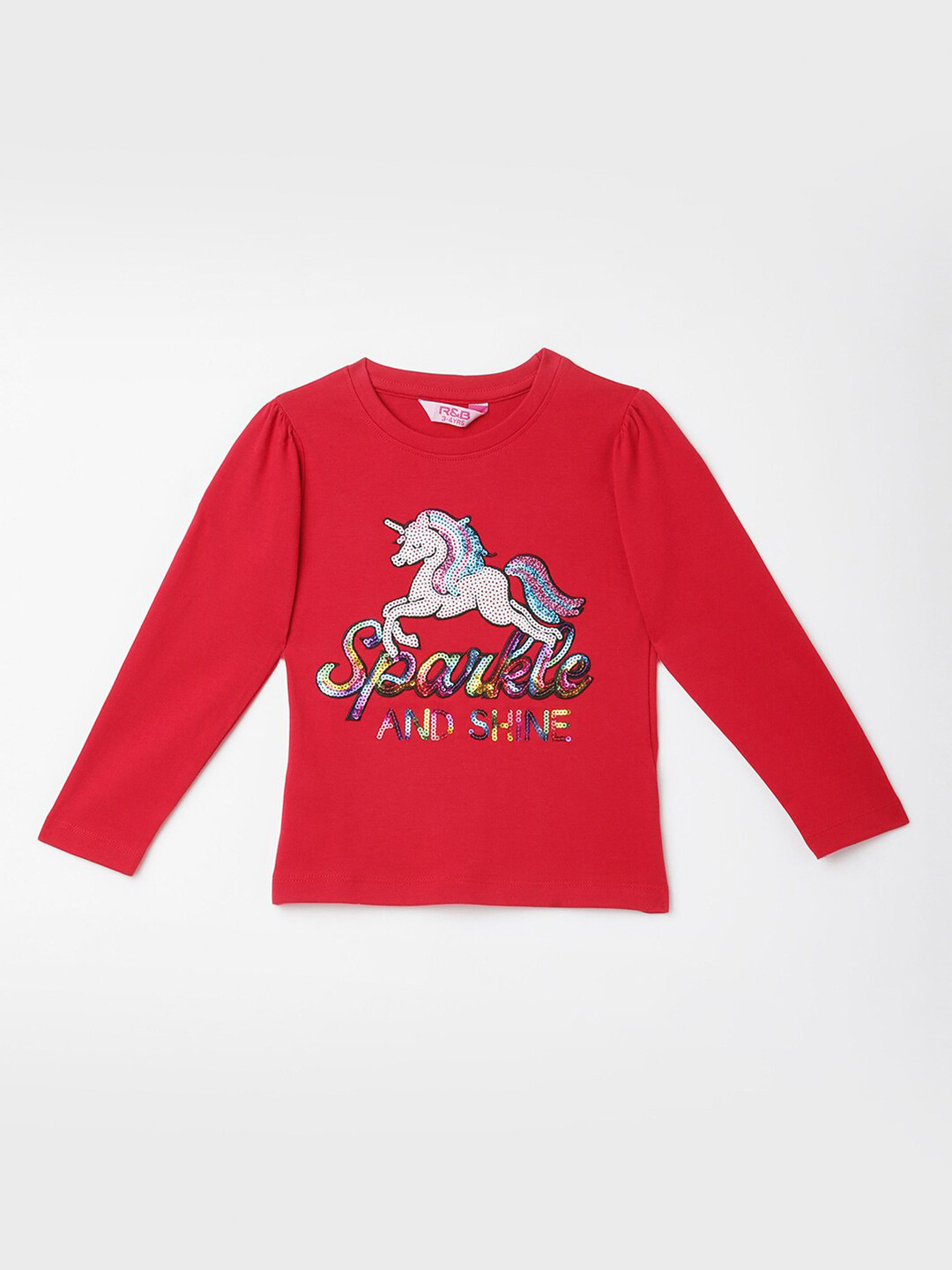 R&B Girls Red Printed T-shirt