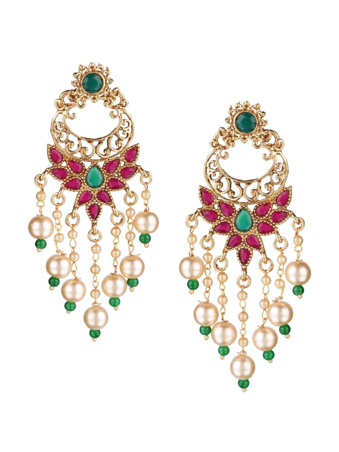 Efulgenz Gold-Toned Contemporary Chandbali Earrings