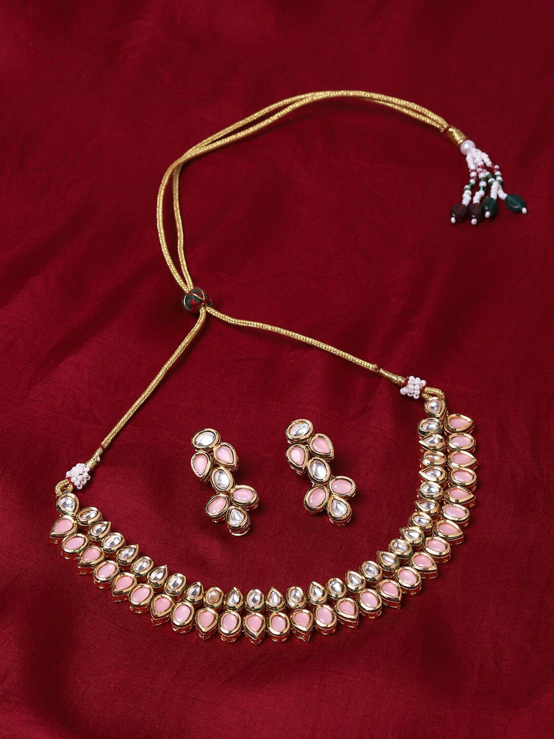 Kundan Gold Plated Brass Necklace Set