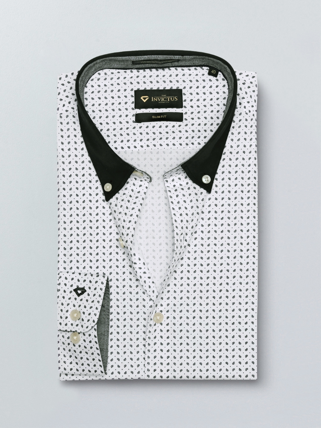 white printed formal shirt