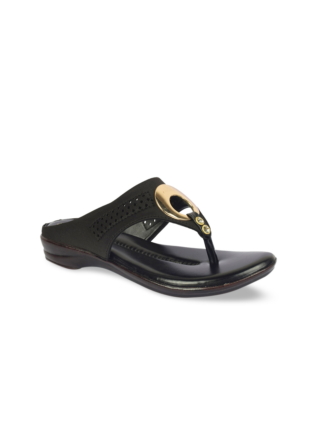 XE Looks Women T-Strap Black Flats