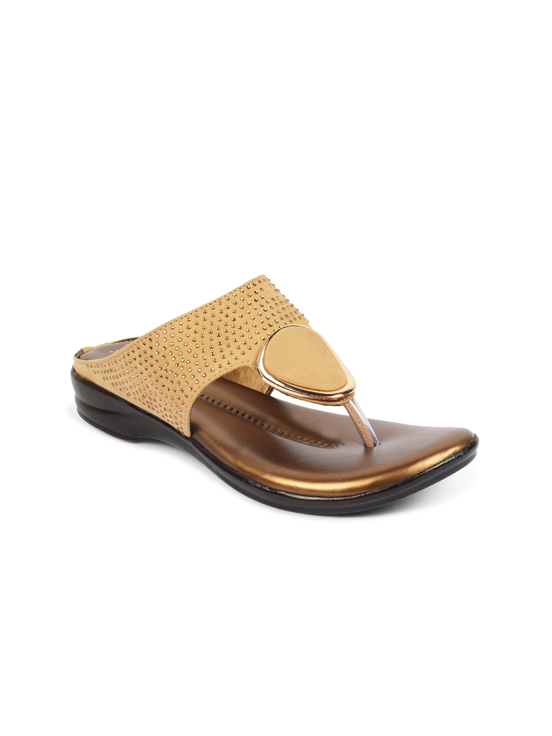 XE Looks Women Copper-Toned T-Strap Flats