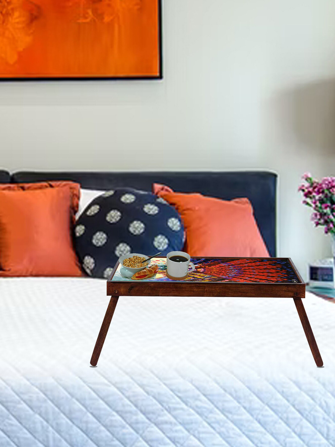 GLOBALLY INDIAN Red & Blue Indian Banjaran Dance Printed Laptop Table