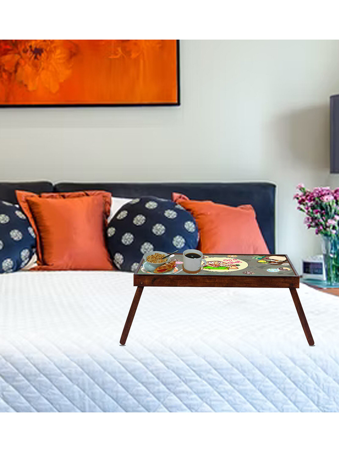 GLOBALLY INDIAN Grey & Brown Printed Foldable Laptop Table