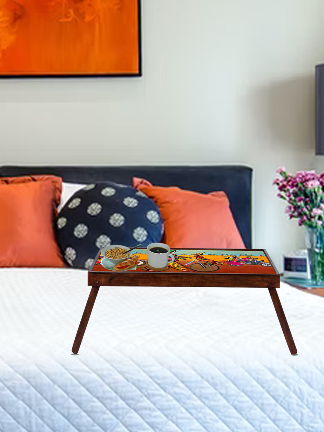 GLOBALLY INDIAN Brown & Yellow Printed Breakfast Table