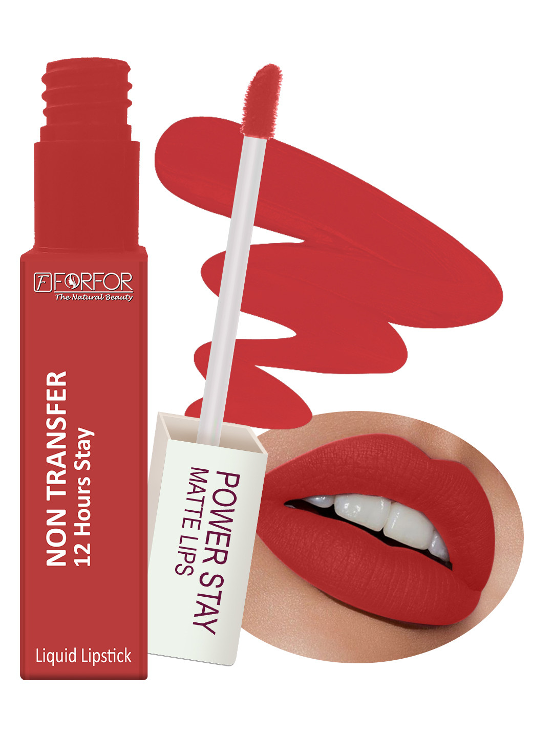 FORFOR Power Stay Non Transfer 12 Hours Stay Velvet Matte Lipstick 4 ml - Candy Red 01