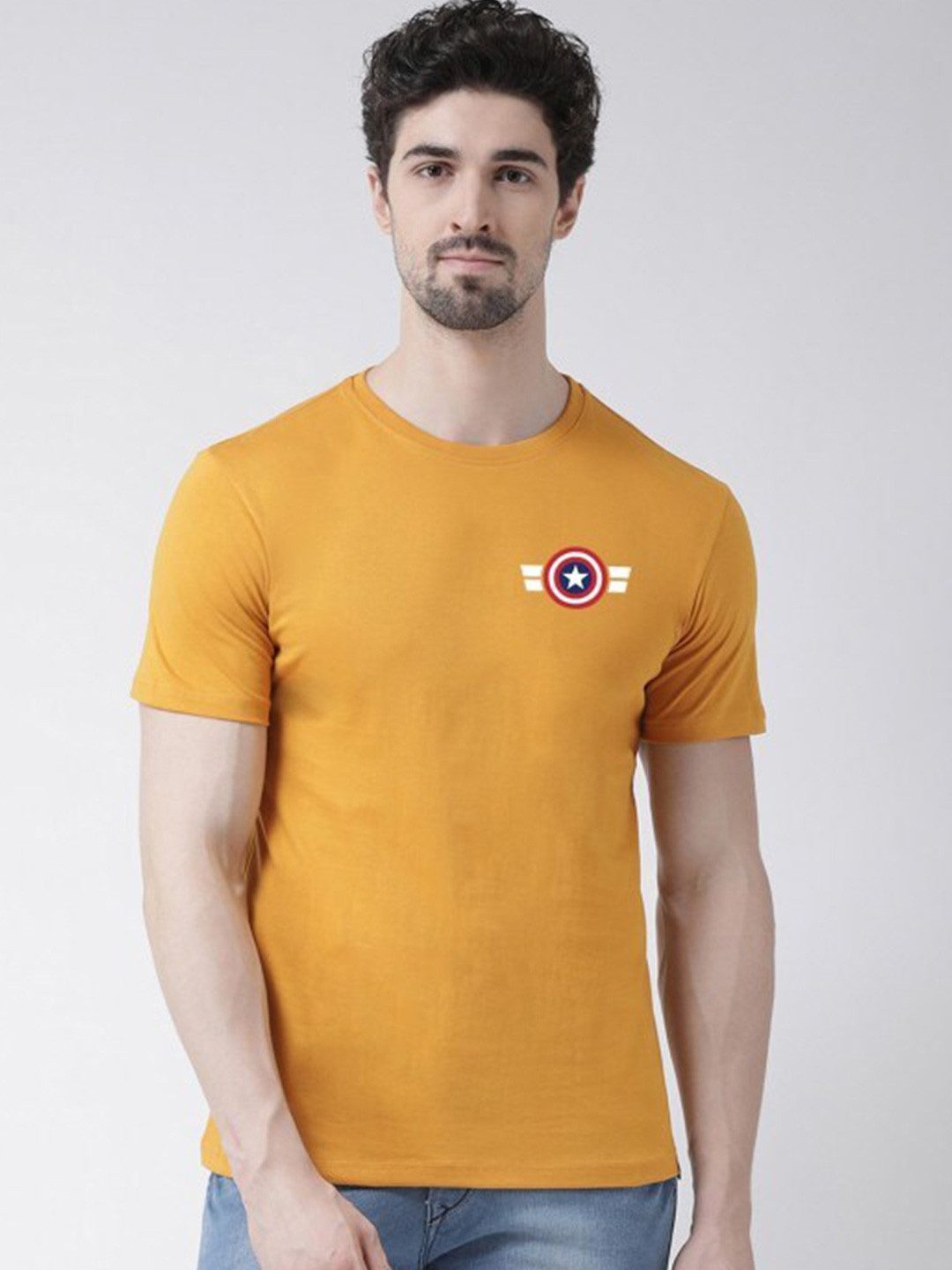 Friskers Men Mustard Yellow T-shirt