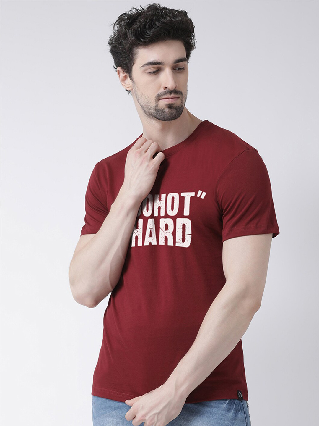 Friskers Men Maroon Bohot Hard Typography Printed T-shirt