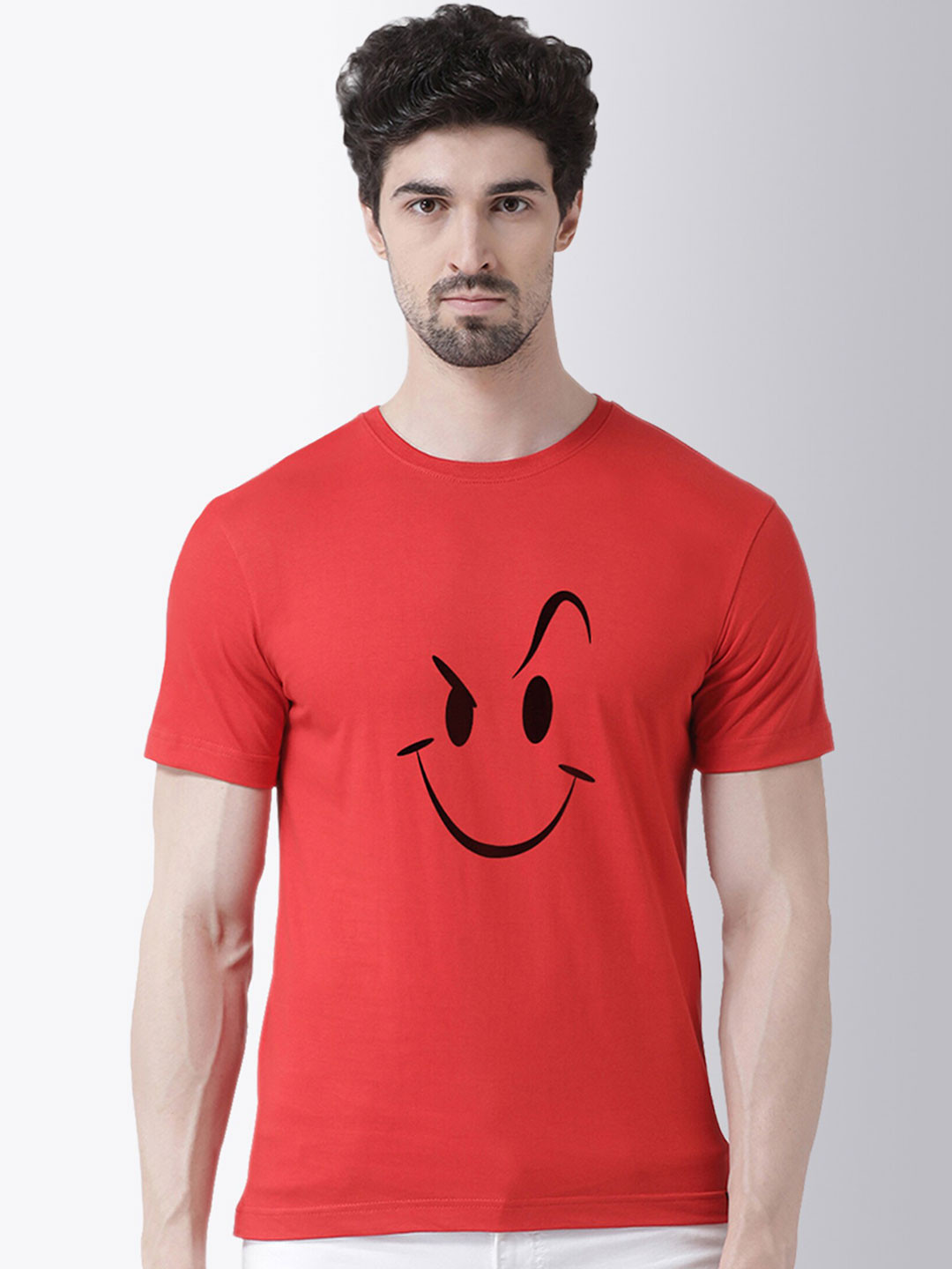 Friskers Men Red Smily Printed T-shirt