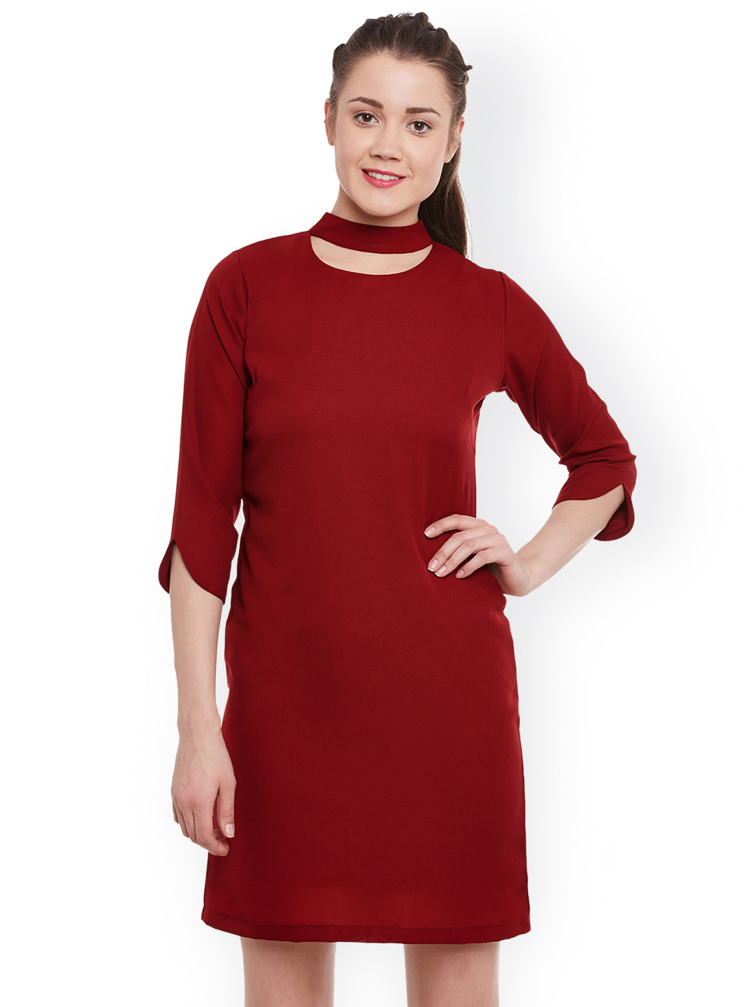Miss Chase Women Maroon Shift Dress