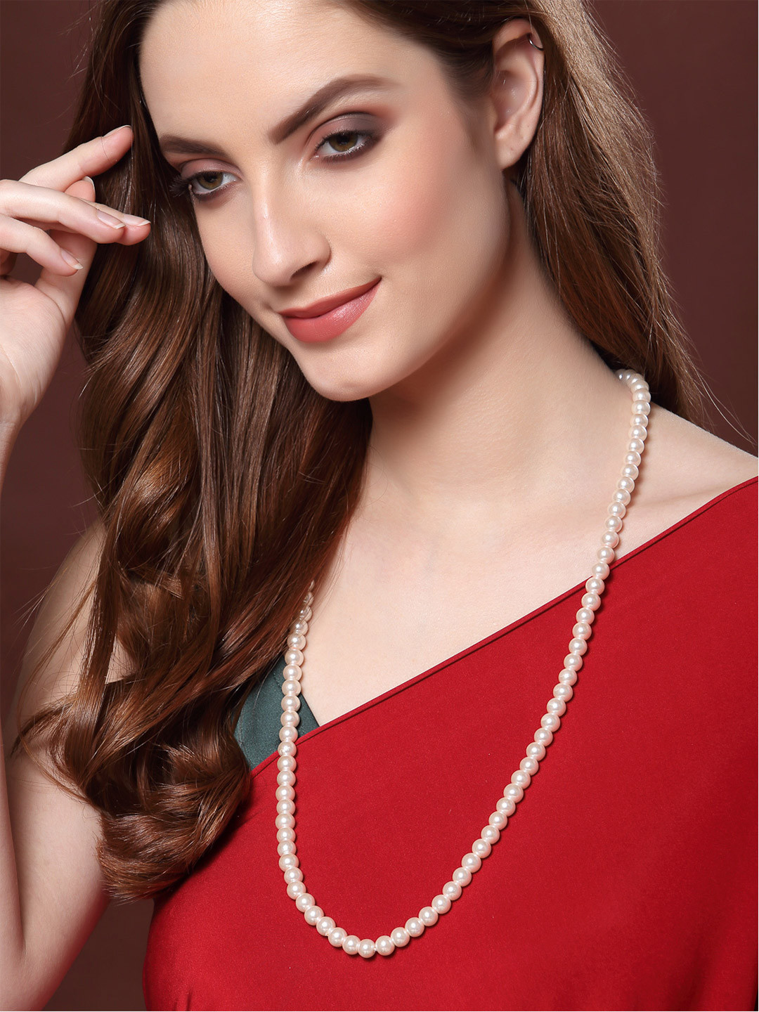 PANASH Women Gold-Toned & Off White Brass Pearl Necklace