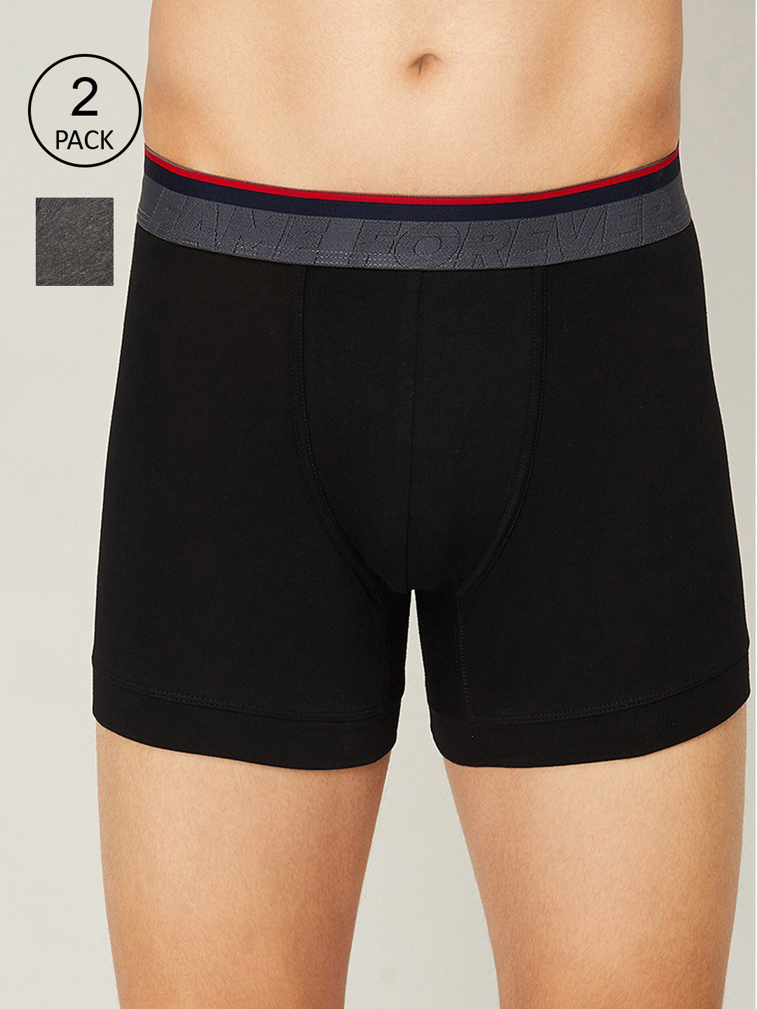 Fame Forever by Lifestyle Men Pack of 2 Black & Grey Trunks