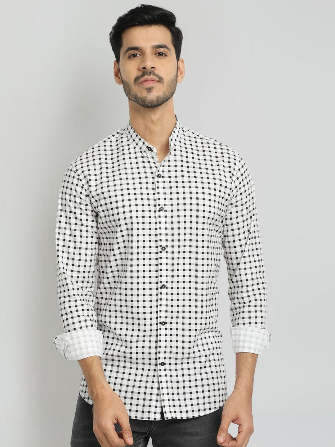 DEZANO Men Black Comfort Micro Checks Checked Casual Shirt