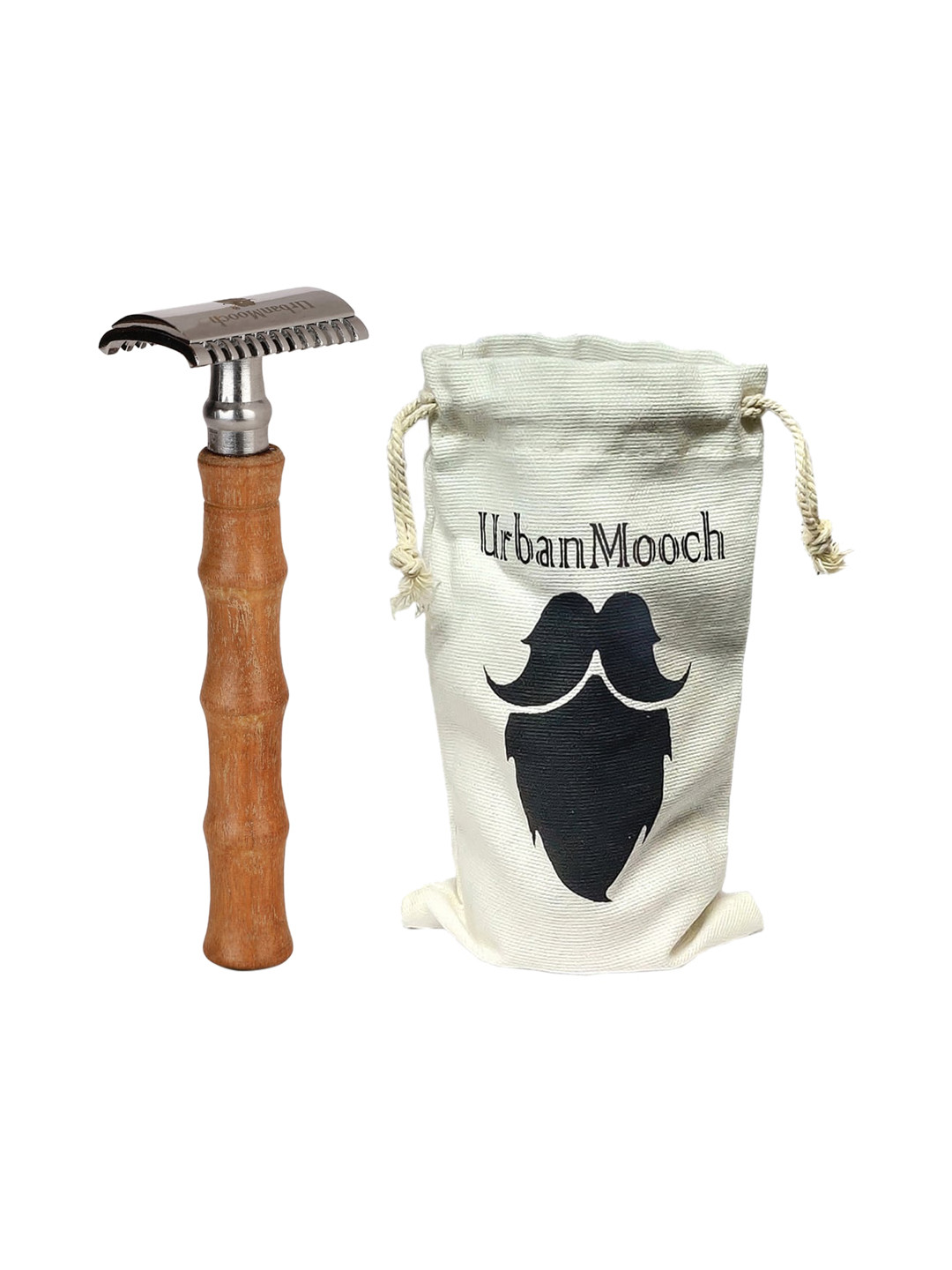UrbanMooch Men Double Edge Safety Razor with Stainless Steel Head - Brown