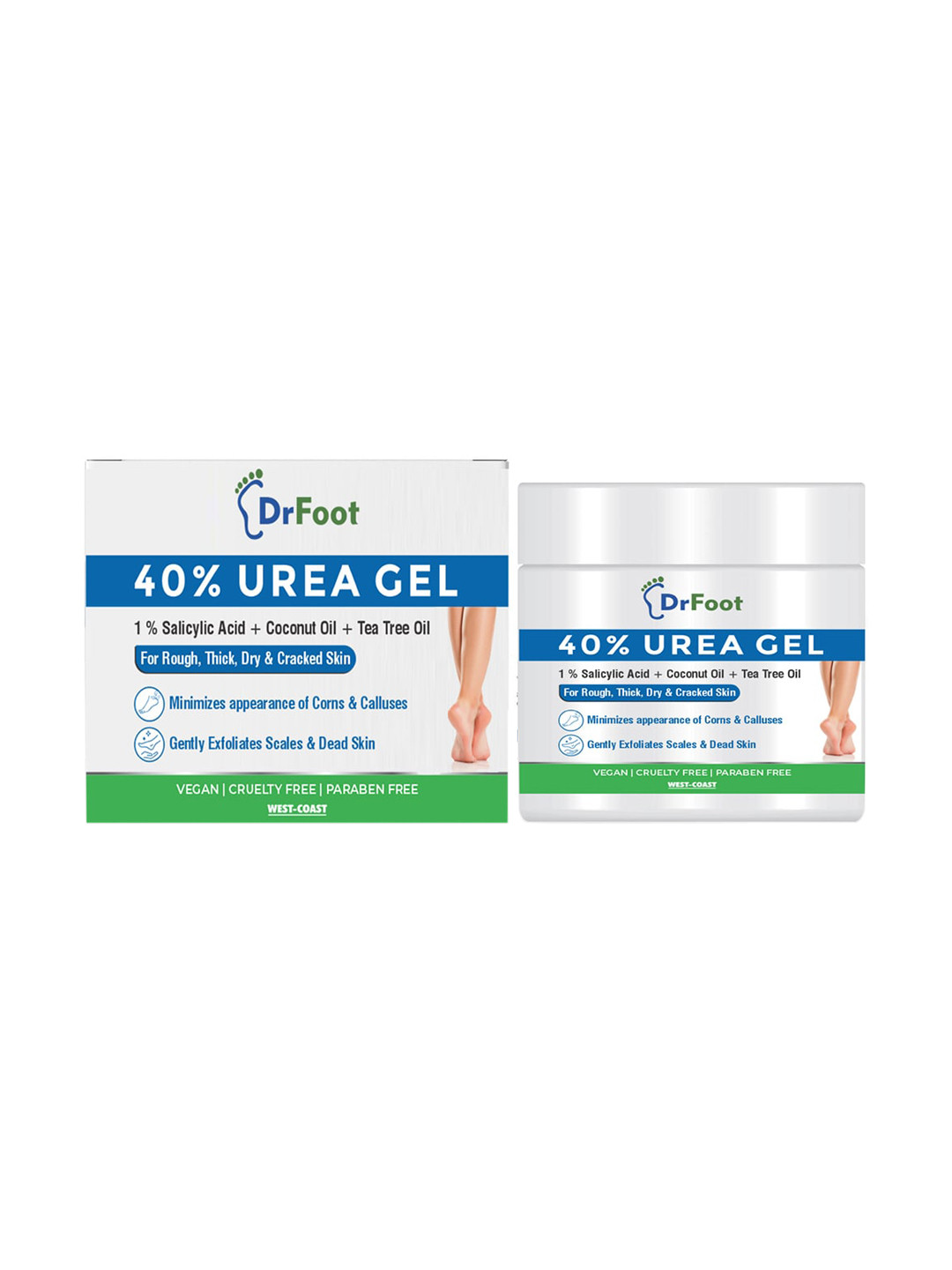 Dr Foot 40% Urea Gel with 1% Salicylic Acid & Tea Tree Oil for Rough Dry Dead Skin - 100g