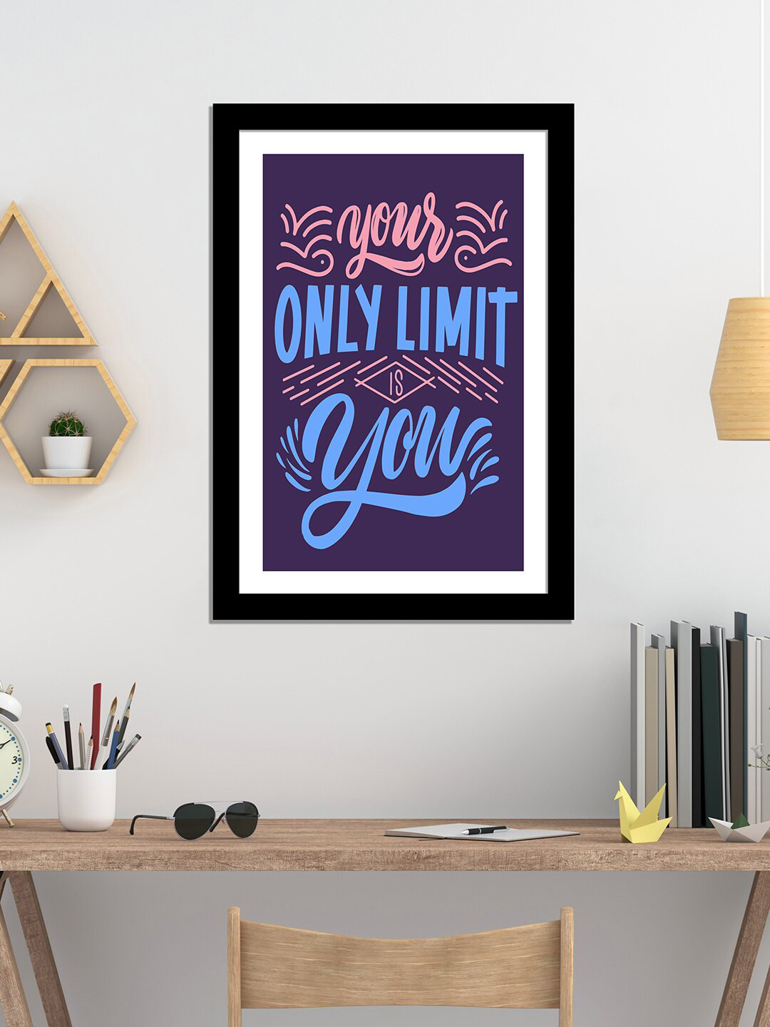 WENS Black & Purple Inspirational Quotes Laminated Framed Wall Art