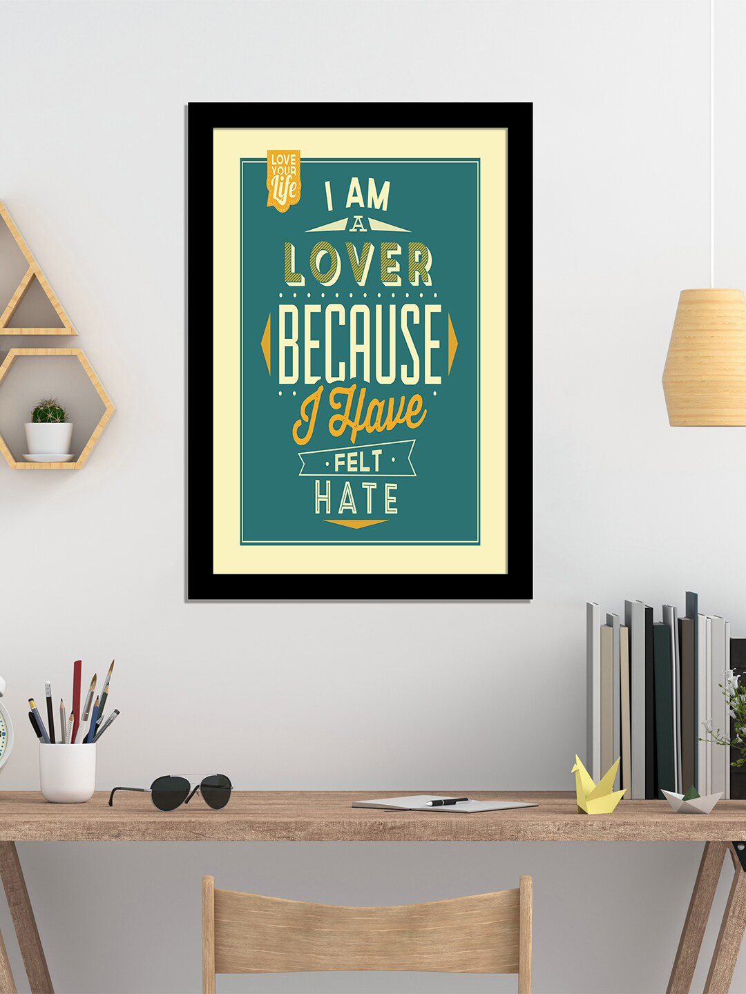 WENS Black & Green Inspirational Quotes Laminated Framed Wall Art