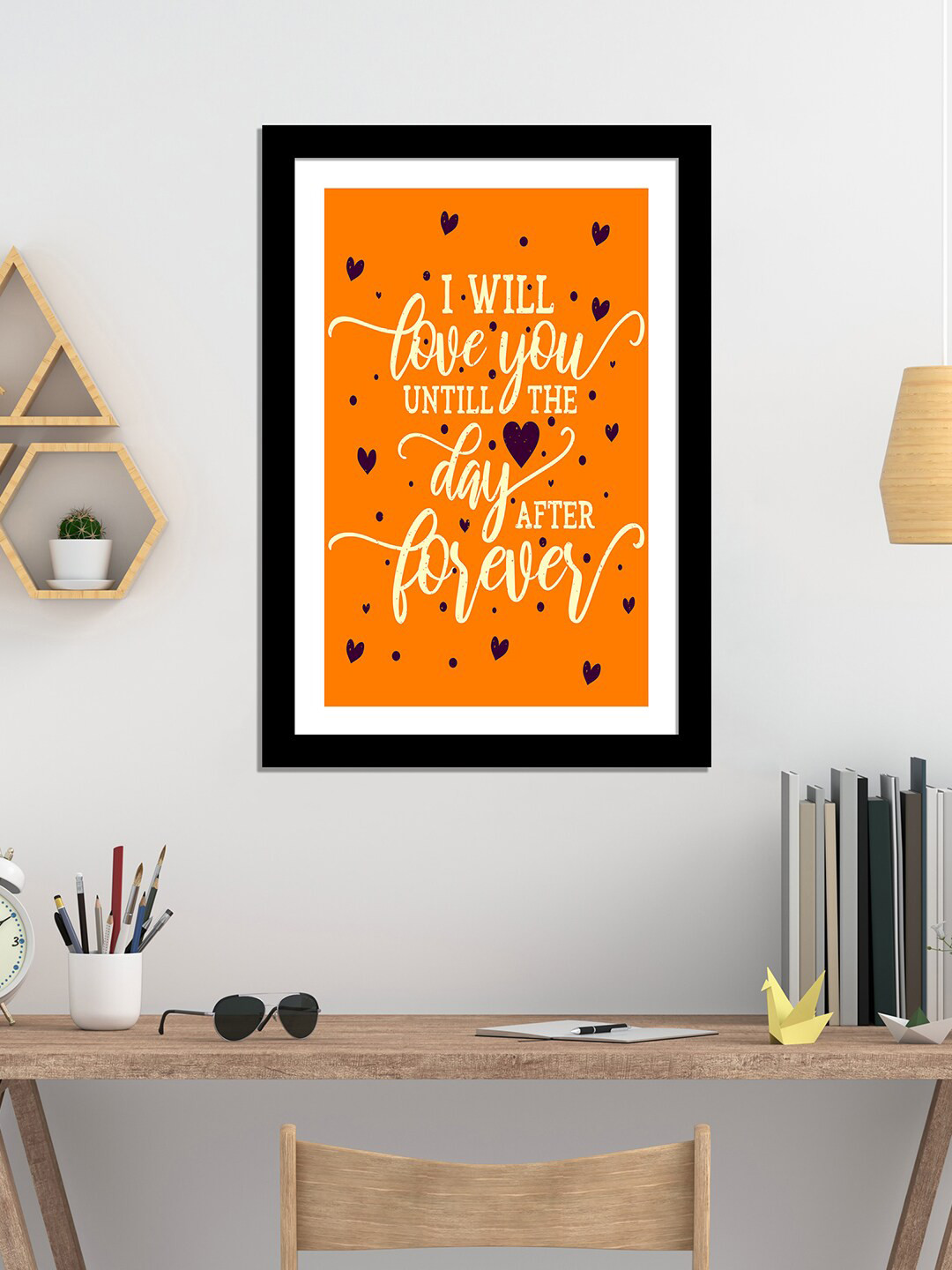 WENS Black & Orange Inspirational Quotes Printed Framed Wall Art