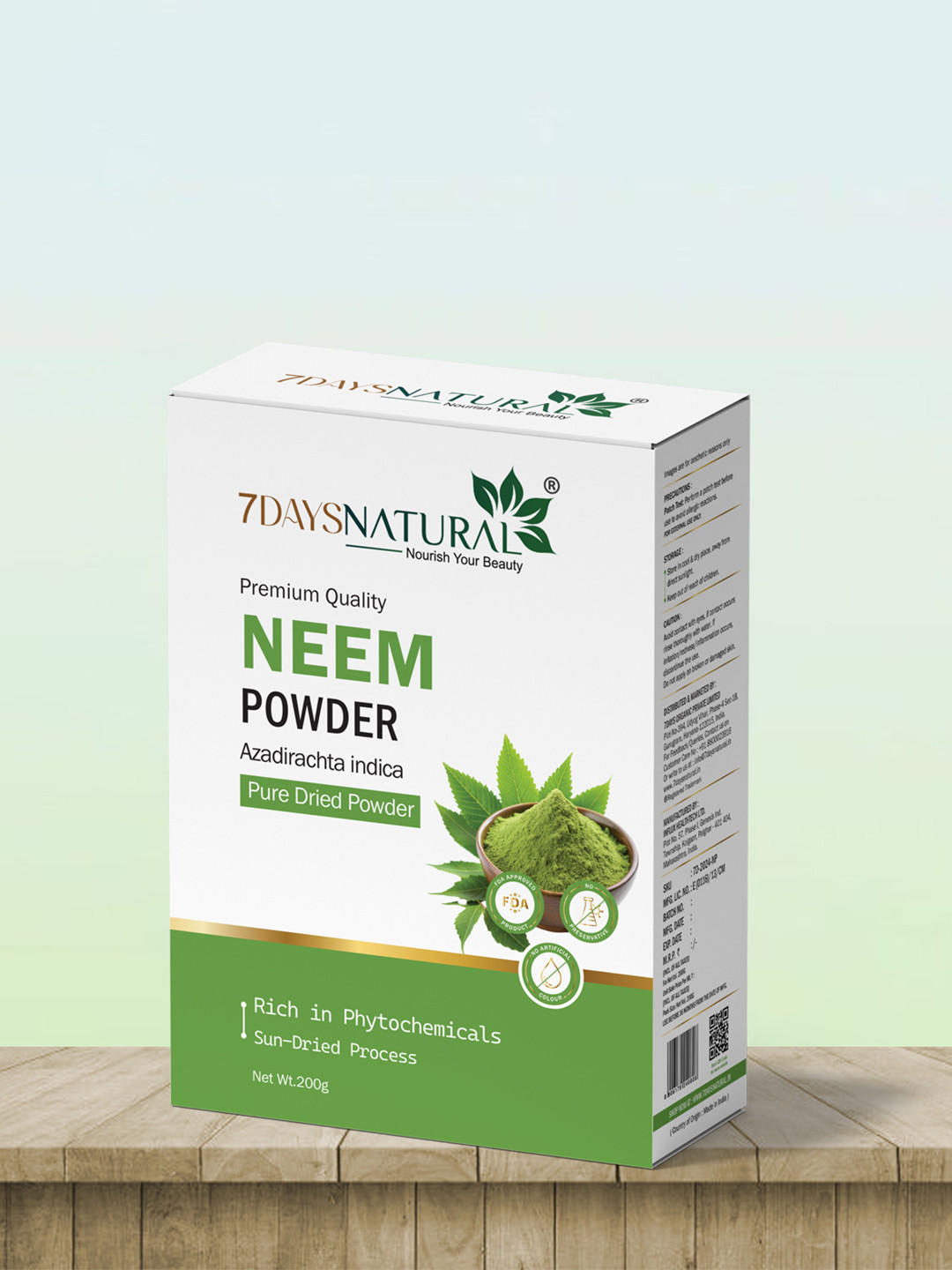 7DAYSNATURAL Natural & Pure Neem Powder for Hair & Skin - 200 g