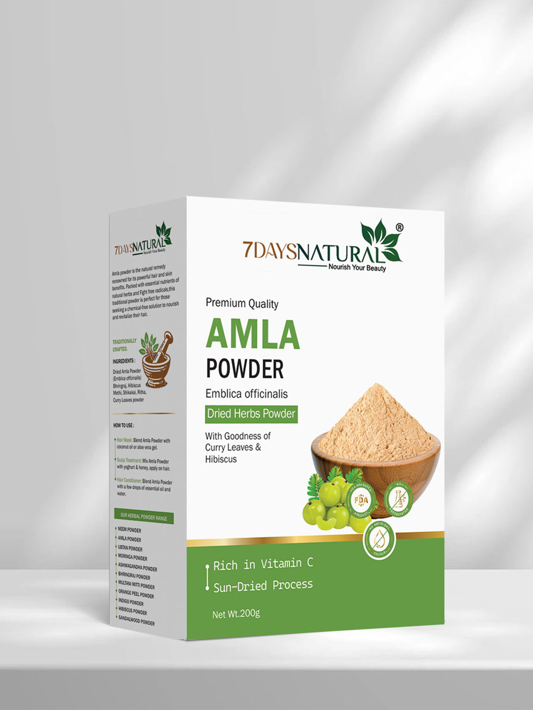 7DAYSNATURAL Herbal & Natural Pure Amla Powder for Hair & Skin - 200g