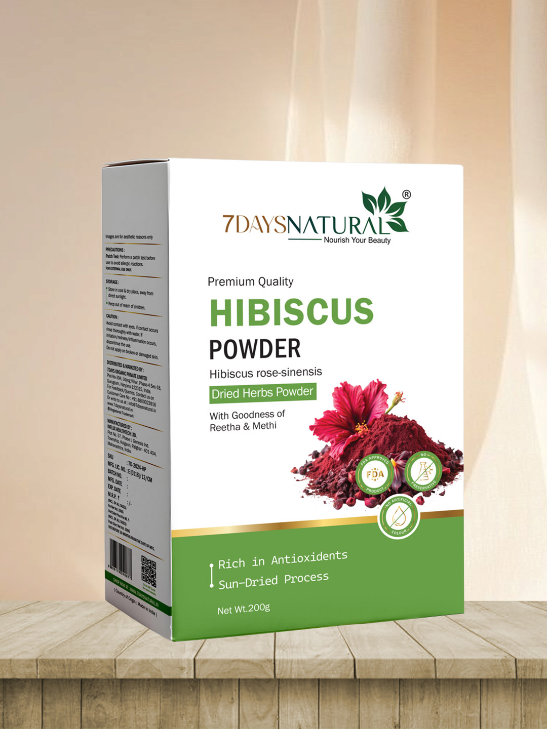 7DAYSNATURAL Natural & Gluten Free Hibiscus Powder - 200 g