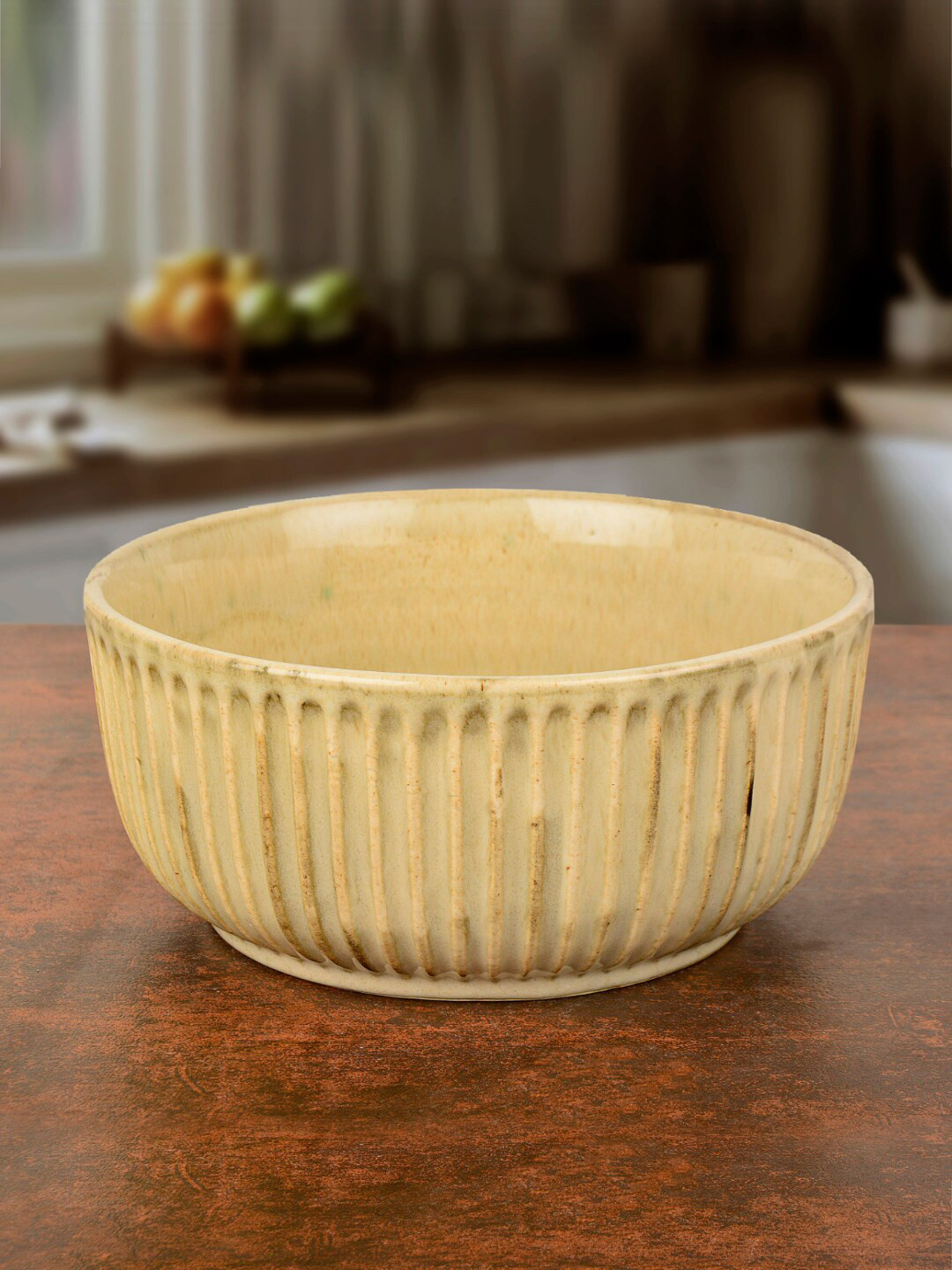 StyleMyWay Beige Dazzling Riviera Ceramic Serving Bowl