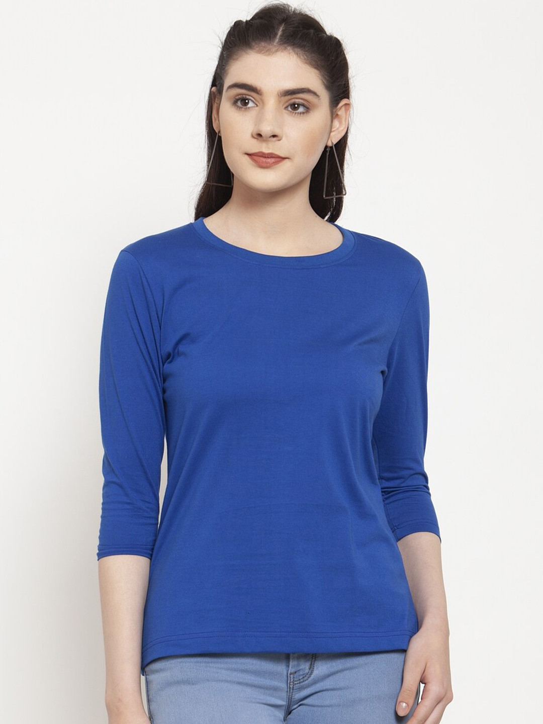 Friskers Women Blue Solid  Tshirt