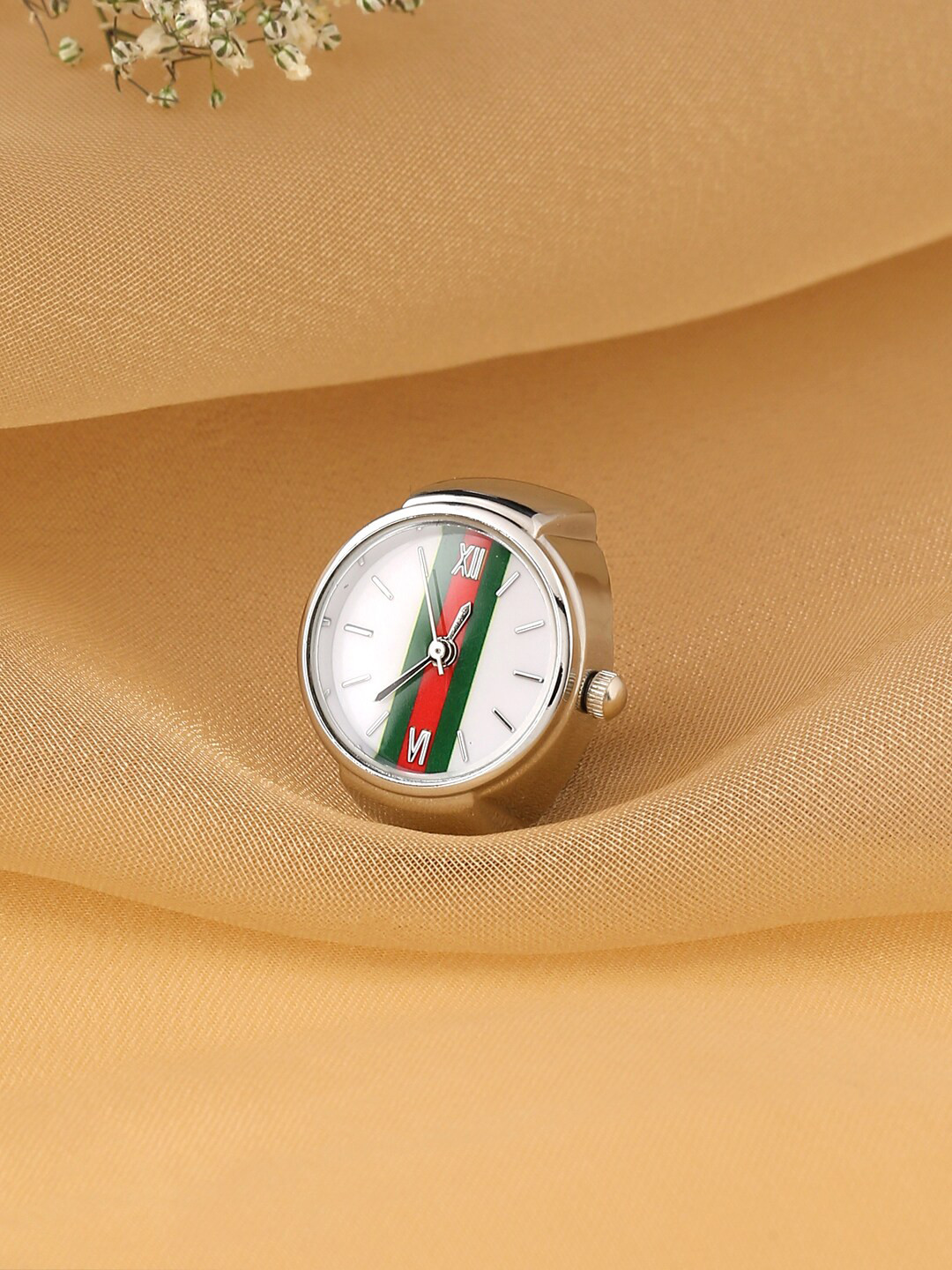 Yellow Chimes Women White Analog Stretchable & Adjustable Watch Ring