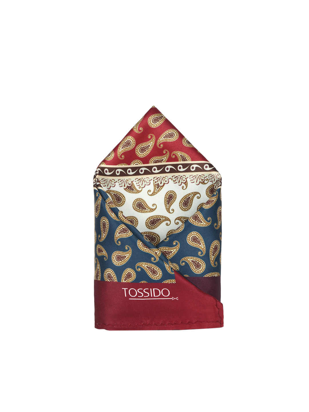 Tossido Men Red & Navy Blue Printed Microfiber Pocket Square