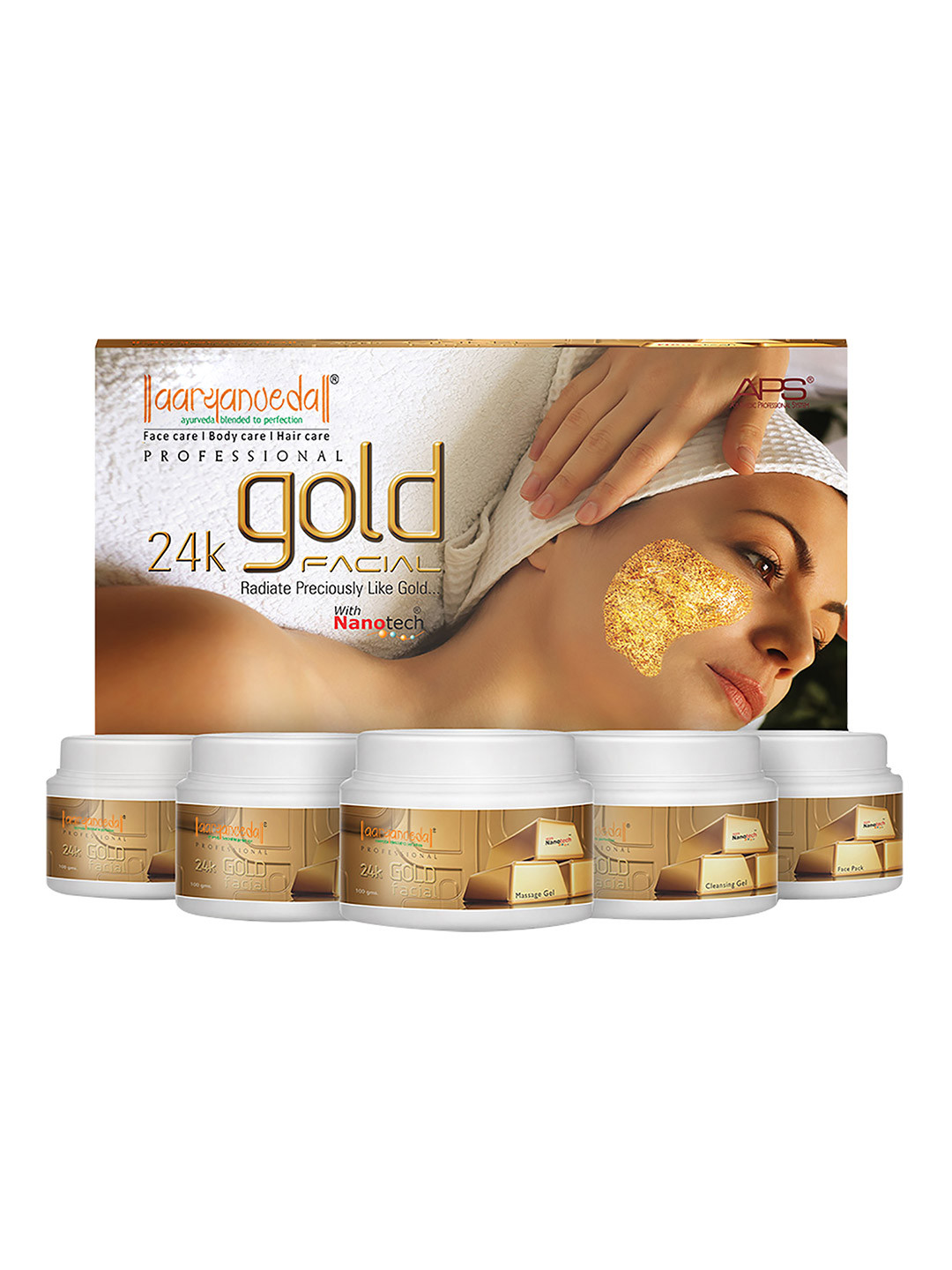 Aryanveda APS Gold Facial Kit with Rose & Olive for Glowing Skin & UV Protection - 510 g