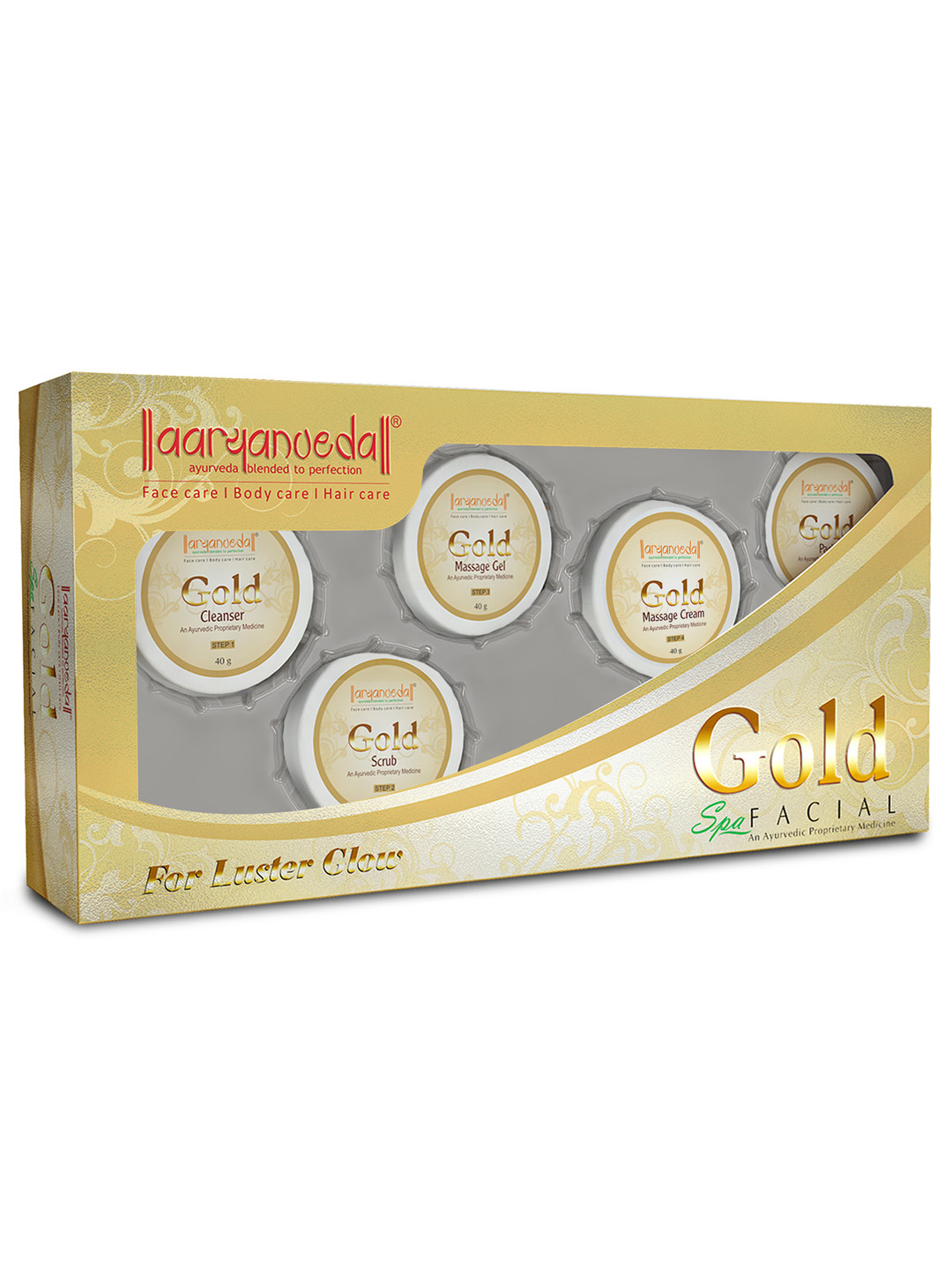 Aryanveda Gold Facial Kit With Almond Oil & Cucumber For Deep Moisturization - 210 g