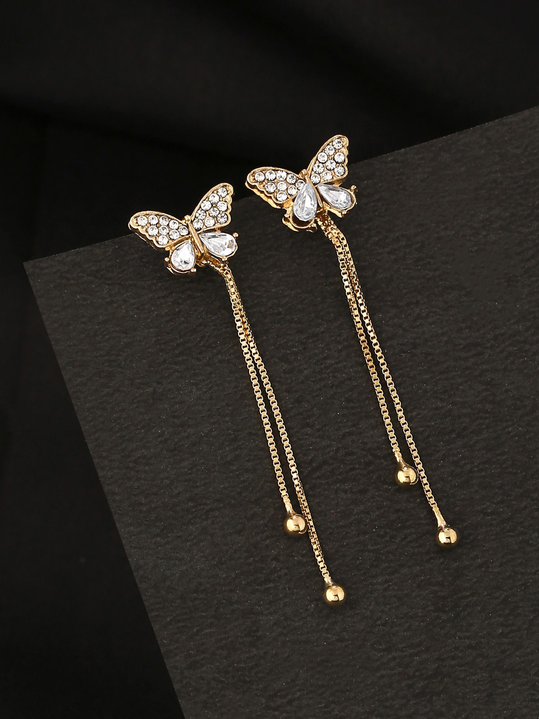 Unwind by Yellow Chimes Gold-Toned Contemporary Drop Earrings