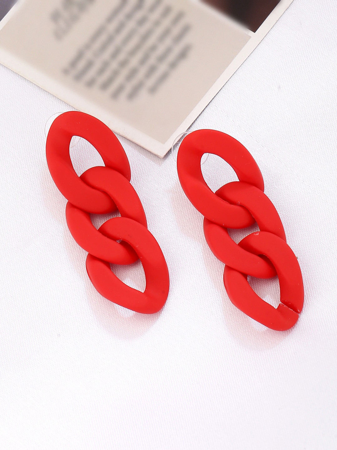 Unwind by Yellow Chimes Women Red Contemporary Chain Design Drop Earrings